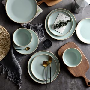 81U35T7Xn4L._AC_SL1500 Melamine Dinnerware Sets, Plates and Bowls Sets 12 Pcs, Melamine Plates, Dish Set for 4, Unbreakable Dinnerware Set for Party, BPA Free, Suitable Indoors and Outdoors (Mint Green)