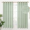 Natural Linen Curtains 63 Inch Length 2 Panels Bronze Grommet Linen Textured Short Window Drapes Light Filtering for Living Room Bedroom, 52 X 63 Inch