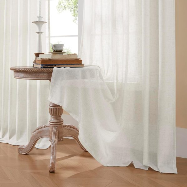 81VDseBFoML._AC_SL1500 Linen Curtains for Living Room,Semi-Sheer Curtains 90 Inches Long,Living Room Curtains 2 Panel Sets,White Curtains Pinch Pleated Curtains & Drapes(W52 x L90 Inch, Off-White)