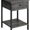Bedside Table with Drawer, Side Table, End Table, for Bedroom, Office, Industrial, Camel Brown and Black ULET055B50