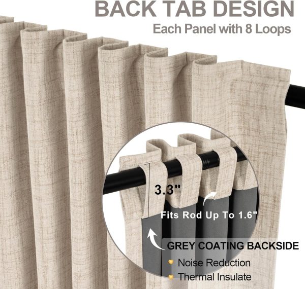 81W1gHb04jL._AC_SL1500 100% Blackout Curtains for Bedroom, Thermal Insulated Linen Blackout Curtains 96 Inch Length 2 Panels Set, Back Tab/Rod Pocket Room Darkening Curtains for Bedroom, Nursery -Oatmeal,W50 X L96