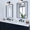 Black Bathroom Mirror for Wall, 24 x 36 Inch Rounded Rectangle Metal Framed Bathroom Wall Vanity Mirror Farmhouse, 1/4-inch Shatterproof Glass | Ultra-Flush Hanging