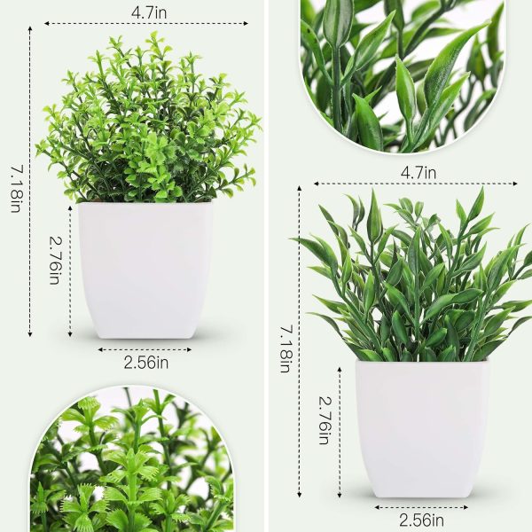 81WwVZt02iL._AC_SL1500 2 Packs Fake Plants Mini Artificial Greenery Potted Plants for Home Decor Indoor Office Table Room Farmhouse