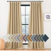 Faux Linen Curtains 90 inches Long for Doorway, Pinch Pleated Thick Room Darkening Window Treatments Noise Reducing Privacy for Living Room/Bedroom, Natural, W34 x L90, 2 Panels