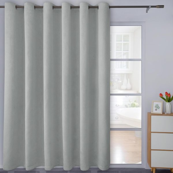 81XCElfDH6L._AC_SL1500 Linen Textured 100% Blackout Curtain 100x96 Inch Extra Wide Patio Sliding Door Curtain Solid Thermal Insulated Room Curtain for Bedroom, Living Room (1 Panel, White)