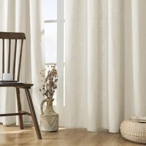 81XdPuPD-UL._AC_SL1500 Linen Curtains 2 Panel Set,Light Filtering, Ivory on Linen Curtains 96 Inch Curtains for Living Room, Cream Drapes 96 Inches Long Rod Pocket Back Tab Curtains (96" L x 52" W)