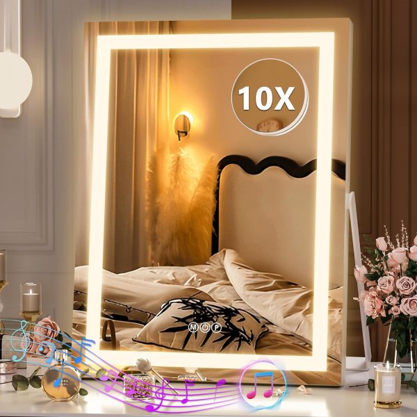 81YSz5aKIVL._AC_SL1500 Vanity Mirror with Lights, 10"×12" LED Makeup Mirror, Lighted Makeup Mirror with Lights, Smart Touch Control Dimmable 3 Modes Light 360°Rotation White