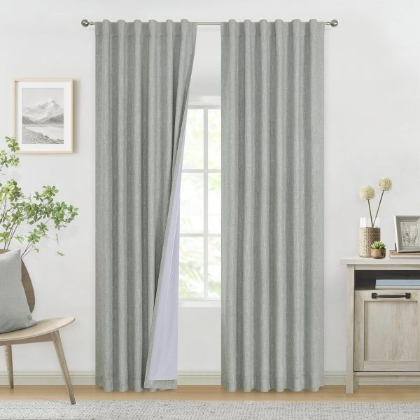 81YmjuNT2jL._AC_SL1500 Chambray Blue Full Blackout Curtains 84 inch for Bedroom Living Room Darkening Soundproof Window Panels Thermal Insulated Rod Pocket Back Tab Grayish Blue Drapes 2 Panels 50" Wx84 L