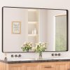 81YrKi8HYTL._AC_SL1500 Black Metal Framed Bathroom Mirrors for Wall, 20 x 30 Inch Rounded Rectangle Bathroom Vanity Mirror, Matte Black Farmhouse Mirror with Seamless Frame, HD Tempered Glass(Horizontal/Vertical)