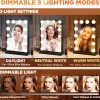 Vanity Mirror with Lights, Black Lighted Makeup Mirror with 12 LED Bulbs for Desk and Wall, Dimmable 3 Lighting Modes, 360-degree Rotating with USB-C and Charger (16”x12”)