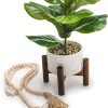 81ZszkFZJtS._AC_SL1500 Artificial Plant for Desk Decor | 15.5" Fake Plant with Stand | Faux Plant Indoor | Desktop Plant | Fiddle Leaf Faux Plant for Tabletop | Small Artificial Plant Indoor