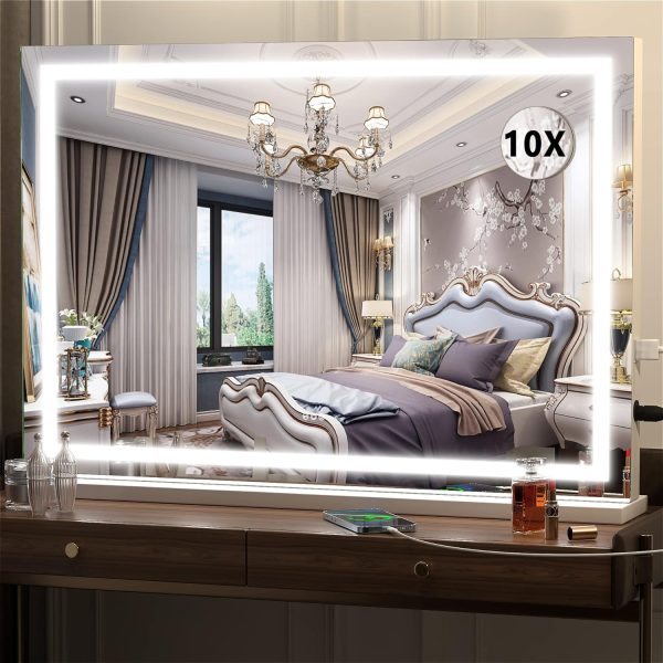 81_8hQvo4vL._AC_SL1500 Vanity Mirror with Lights, 10"×12" LED Makeup Mirror, Lighted Makeup Mirror with Lights, Smart Touch Control Dimmable 3 Modes Light 360°Rotation White