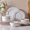 81_L1JwiRvL._AC_SL1500 Ceramic Dinnerware Sets, Embossed White Stoneware Plates and Bowls Sets, Housewarming Wedding Gift | Dishwasher & Microwave Safe | Dishes Set Service for 4
