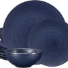 12 Piece Melamine Dinnerware Set - Durable, Dishwasher Safe Plates and Bowls - Casual Dining, Parties, Blue Dish Set Organica Blue Collection