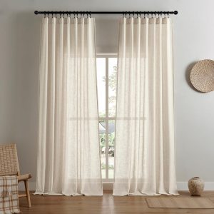 81aWJeD4OCL._AC_SL1500_784337e6-4e05-4e19-ba70-64cd1de8e608 Linen Curtains for Living Room,Semi-Sheer Curtains 90 Inches Long,Living Room Curtains 2 Panel Sets,Cream Curtains Pinch Pleated Curtains & Drapes(W52 x L90 Inch, Linen)
