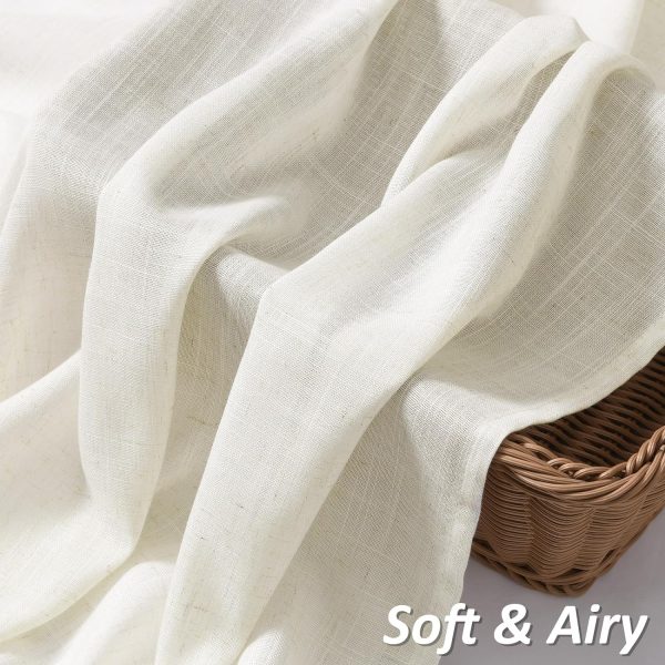 81ahRtCnyuL._AC_SL1500 Natural Linen Curtains 78 Inch Length for Living Room Bedroom 2 Panels Set Rod Pocket Light Filtering Semi Sheer Window Curtains 52 Inch Width Boho Farmhouse Linen Drapes Cream Ivory, W52xL78