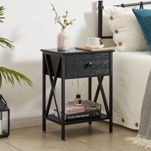 81ak_O7xkmL._AC_SL1500 Nightstands, Modern End Side Tables,Night Stand with Drawer &Storage Shelf for Bedroom living Room Office Lounge, Black