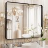 81b-5lZWAkL._AC_SL1500 22x30 Inch Bronze Bathroom Mirror for Vanity, Brushed Bronze Metal Frame Mirror for Wall, Rounded Rectangle Bronze Frame Mirror with Tempered Glass, Anti-Rust (Horizontal/Vertical)