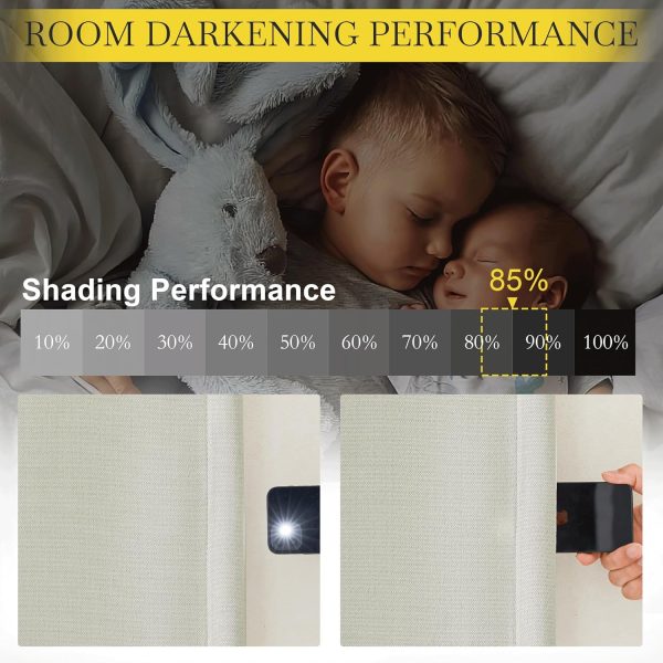 Faux Linen Curtains 90 inches Long for Doorway, Pinch Pleated Thick Room Darkening Window Treatments Noise Reducing Privacy for Living Room/Bedroom, Natural, W34 x L90, 2 Panels