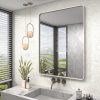 81cFpgsVflL._AC_SL1500 20x30 Silver Bathroom Mirror, Silver Wall Mirror for Vanity, Brushed Metal Framed Rectangle Mirror, Anti-Rust, Brushed Nickel,Shatterproof, Round Corners(Horizontally/Vertically)