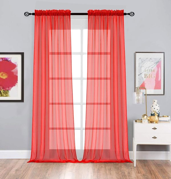 81cyE2OckzL._AC_SL1500 2 Pack: Basic Rod Pocket Sheer Voile Window Curtain Panels - Assorted Colors (White, 84 in. Long)