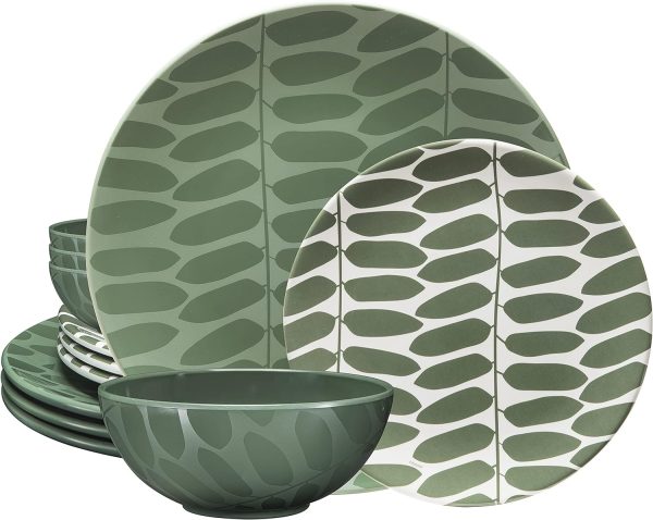 81eESQahKJS._AC_SL1500 12 Piece Melamine Dinnerware Set - Durable, Dishwasher Safe Blue Plates and Bowls - Dining, Parties, Camping Dish Set Blue Planet Collection