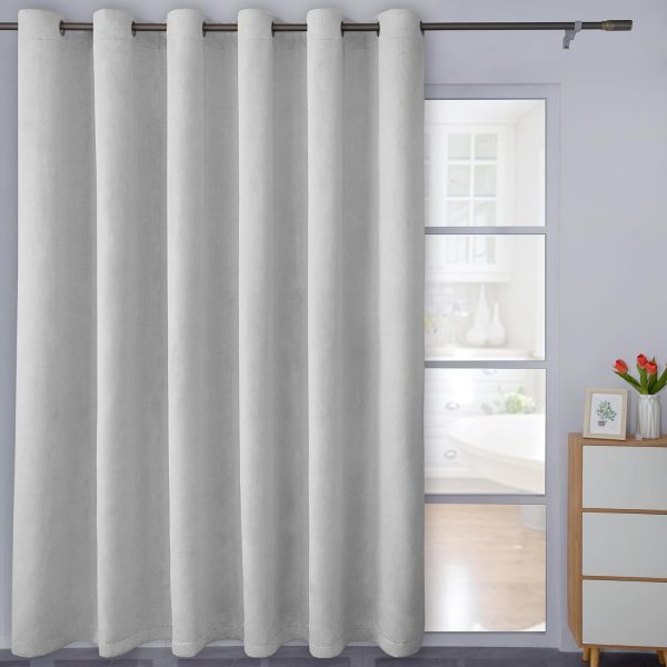 81imWBjKOyL._AC_SL1500 Linen Textured 100% Blackout Curtain 100x96 Inch Extra Wide Patio Sliding Door Curtain Solid Thermal Insulated Room Curtain for Bedroom, Living Room (1 Panel, White)
