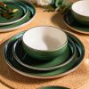 Ceramic Dinnerware Sets, 12 Pieces Emerald Green Stoneware Dinner Set, Plates and Bowls Sets, Dishwasher & Microwave Safe | Service for 4