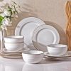 81kNdojdBkL._AC_SL1500 Ceramic Dinnerware Sets, Embossed White Stoneware Plates and Bowls Sets, Housewarming Wedding Gift | Dishwasher & Microwave Safe | Dishes Set Service for 4