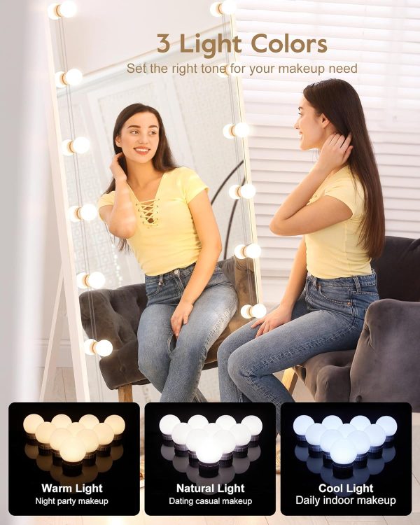 81l-Xj1isDL._AC_SL1500 Hollywood Style Led Vanity Mirror Lights Kit - Vanity Lights Have 10 Dimmable Light Bulbs for Makeup Dressing Table and Power Supply Plug in Lighting Fixture Strip, White (No Mirror Included)