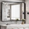Black Bathroom Mirror for Wall, 24x36 Inch Rectangular Black Metal Framed Mirror, Modern Wall Mounted Vanity Mirror for Bathroom, Vertical or Horizontal