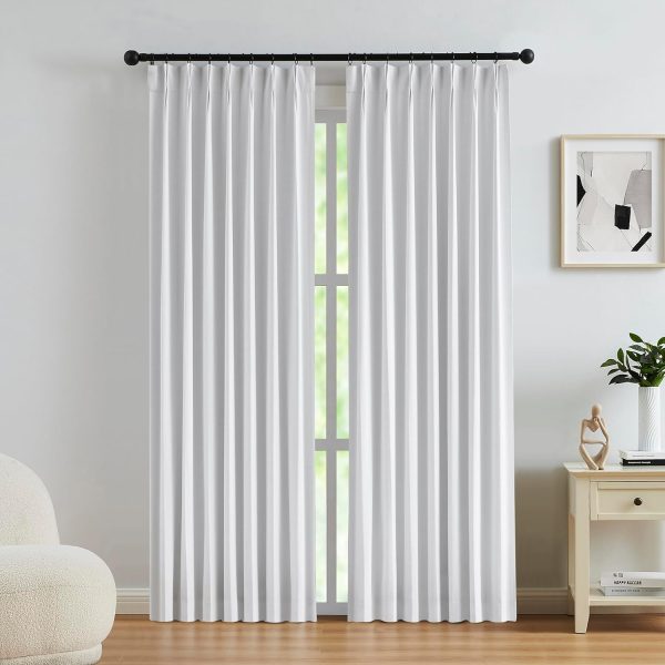 81oUpevwhYL._AC_SL1500 Linen Blended Pinch Pleated Drapes,Blackout and Thermal Insulated Noise Reducing Pleated Curtains for Bedroom Nursery,Backtab 108 Inches with 9 Hooks,40"x108", 1 Panel,Natural Beige