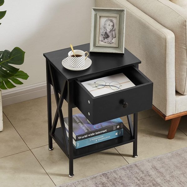 81om5lPjGvL._AC_SL1500 Nightstands, Modern End Side Tables,Night Stand with Drawer &Storage Shelf for Bedroom living Room Office Lounge, Black