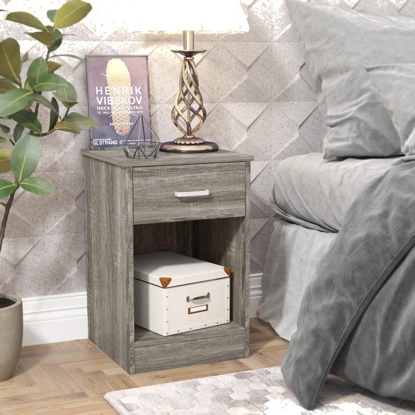 81qJLpHUTAL._AC_SL1500 2-Tier Nightstand End Table Side Table for Bedroom Home Office Bedside Cabinets with 1-Drawer and Open Shelf, Weathered Grey