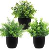 81qeVm6Mq4L._AC_SL1500 rtificial Potted Plants Mini Fake Plants in Pots, 4 Pack Medium Eucalyptus Potted Faux Decorative Grass Plant with White Plastic Pot for Home Decor, Indoor, Office, Desk, Table Decoration