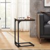 C-Shaped End Table, Small Side Table for Couch, Sofa Table with Metal Frame for Living Room, Bedroom, Bedside, Rustic Brown and Black
