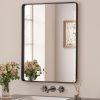 81s3RtAfRUL._AC_SL1500 Black Metal Framed Bathroom Mirrors for Wall, 20 x 30 Inch Rounded Rectangle Bathroom Vanity Mirror, Matte Black Farmhouse Mirror with Seamless Frame, HD Tempered Glass(Horizontal/Vertical)