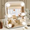 81uY-_yBeAL._AC_SL1500 8"x10" Lighted Vanity Mirror, Makeup Mirror with Light, Dimmable Touch Screen, Portable Travel Mirror with U-Shaped Bracket, Cosmetic Mirror with Lights for Makeup Desk & Dressing Room