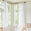 81unB_zT4bL._AC_SL1500 White Linen Sheer Curtains 96 Inch Length for Extra Wide Windows 84 Inch Width 2 Panel Back Tab Pocket Light Filter Semi Sheer Long Skinny Curtains for Living Room Rustic Farmhouse 8 FT Wide 84 x 96