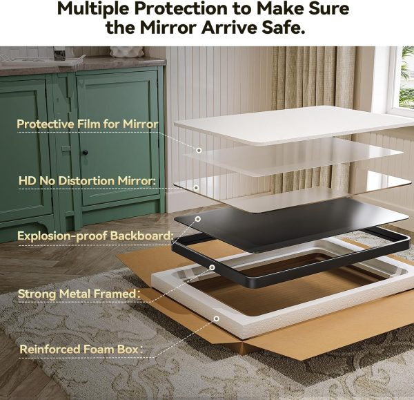 Black Bathroom Mirror for Wall, 24x36 Inch Rectangular Black Metal Framed Mirror, Modern Wall Mounted Vanity Mirror for Bathroom, Vertical or Horizontal