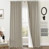 108 Inch Long Blackout Curtains & Drapes for Track System Pleated with Hooks Rings 2 Panels Set,Linen Black Out Back Tab 9FT Ceiling to Floor Length Curtains for Living Room,Cream Ivory