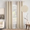 White Faux Linen Textured Curtains 72 Inch Length 2 Panels Set for Living Room Bedroom Privacy Casual Weave Farmhouse Burlap Semi Sheer Grommet Top Light Filtering Window Drapes, W37 x L72