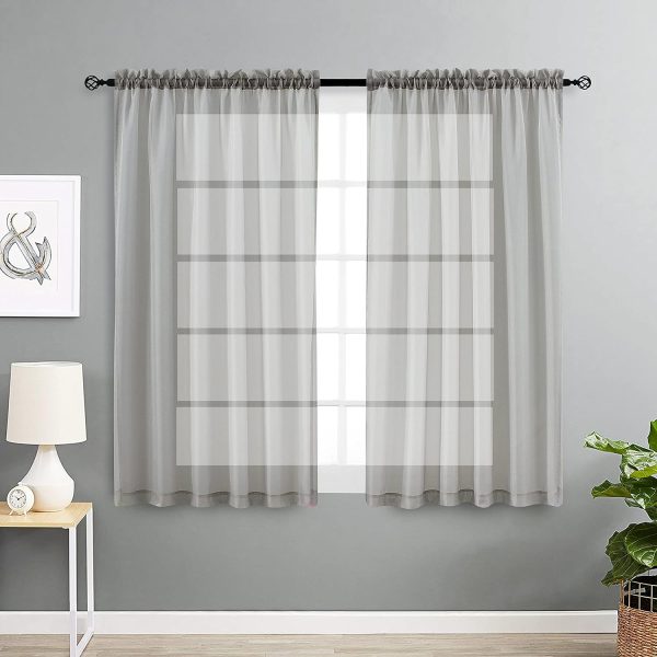 81xIkLpnIuL._AC_SL1500 2 Pack: Basic Rod Pocket Sheer Voile Window Curtain Panels - Assorted Colors (White, 84 in. Long)