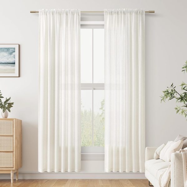 81xJ2TGehCL._AC_SL1500 Natural Linen Curtains 78 Inch Length for Living Room Bedroom 2 Panels Set Rod Pocket Light Filtering Semi Sheer Window Curtains 52 Inch Width Boho Farmhouse Linen Drapes Cream Ivory, W52xL78