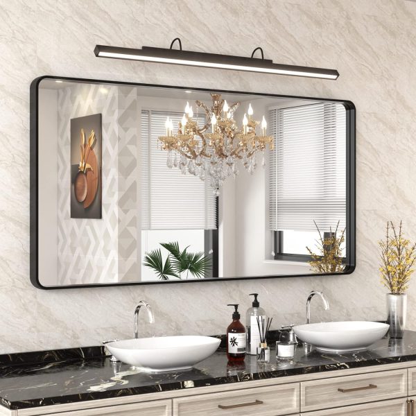 81xVwKtvqXL._AC_SL1500 22x30 Inch Bronze Bathroom Mirror for Vanity, Brushed Bronze Metal Frame Mirror for Wall, Rounded Rectangle Bronze Frame Mirror with Tempered Glass, Anti-Rust (Horizontal/Vertical)