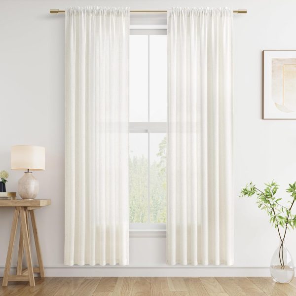 81xpRVyG8nL._AC_SL1500 Natural Linen Curtains 78 Inch Length for Living Room Bedroom 2 Panels Set Rod Pocket Light Filtering Semi Sheer Window Curtains 52 Inch Width Boho Farmhouse Linen Drapes Cream Ivory, W52xL78
