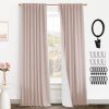 108 Inch Long Blackout Curtains & Drapes for Track System Pleated with Hooks Rings 2 Panels Set,Linen Black Out Back Tab 9FT Ceiling to Floor Length Curtains for Living Room,Cream Ivory