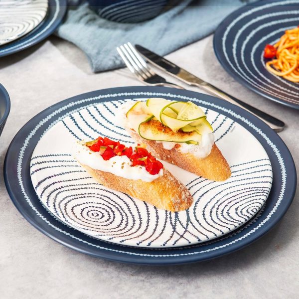 81zFqE5VraL._AC_SL1500 12 Piece Melamine Dinnerware Set - Durable, Dishwasher Safe Blue Plates and Bowls - Dining, Parties, Camping Dish Set Blue Planet Collection