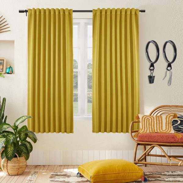 Blackout Curtains 96 Inches Long 2 Panel Set for Living Room,Black Out Room Darkening Thermal Pleated Back Tab Hooks Rings Pleat 8 FT Track Ceiling to Floor Length Curtains for Bedroom Window,Cream