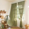 911A1XAByHL._AC_SL1500 Curtains 63 Inches Long, Bohemian Linen Style Textured Curtains with Tassels for Bedroom, Semi Blackout Farmhouse Drapes, Rod Pocket Window Treatments 2 Panels, 52" x 63", Olive Green